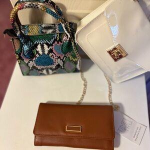 Time and Tru Brown, White, and Multicolor Mini Bags